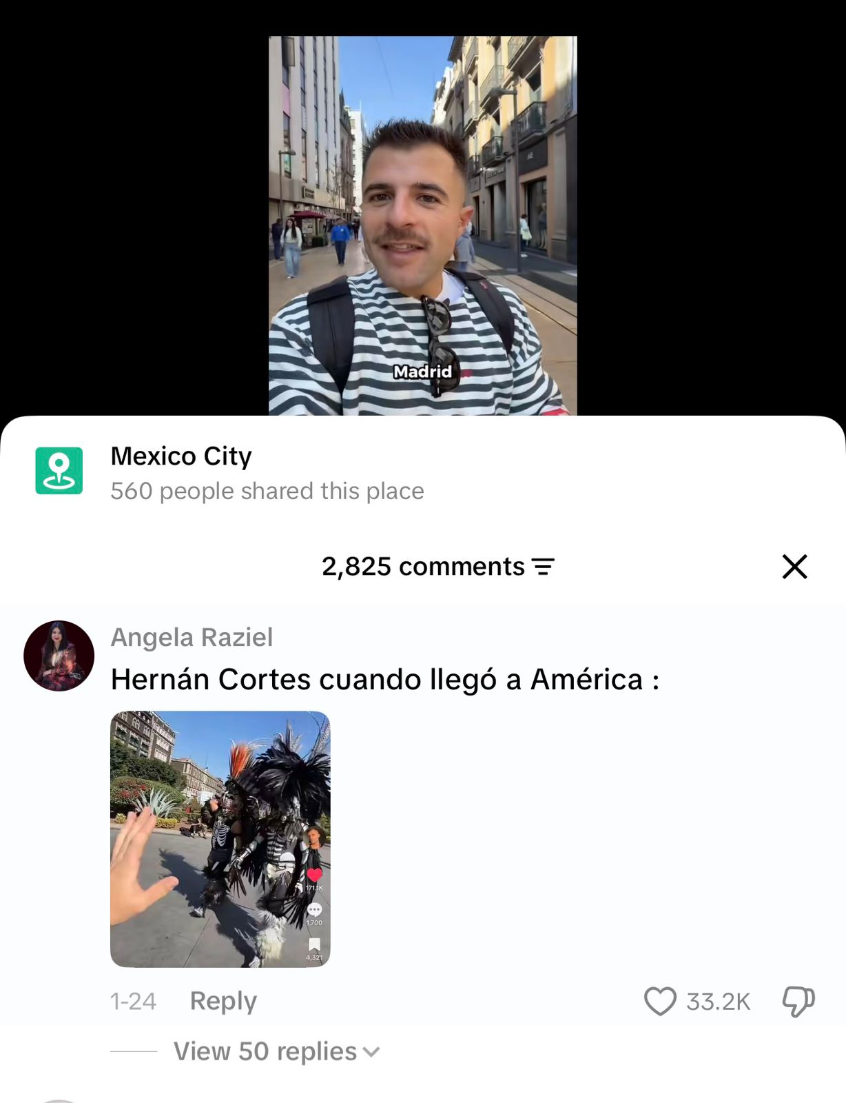 Top TikTok comment by Angela Raziel, 33.2K likes