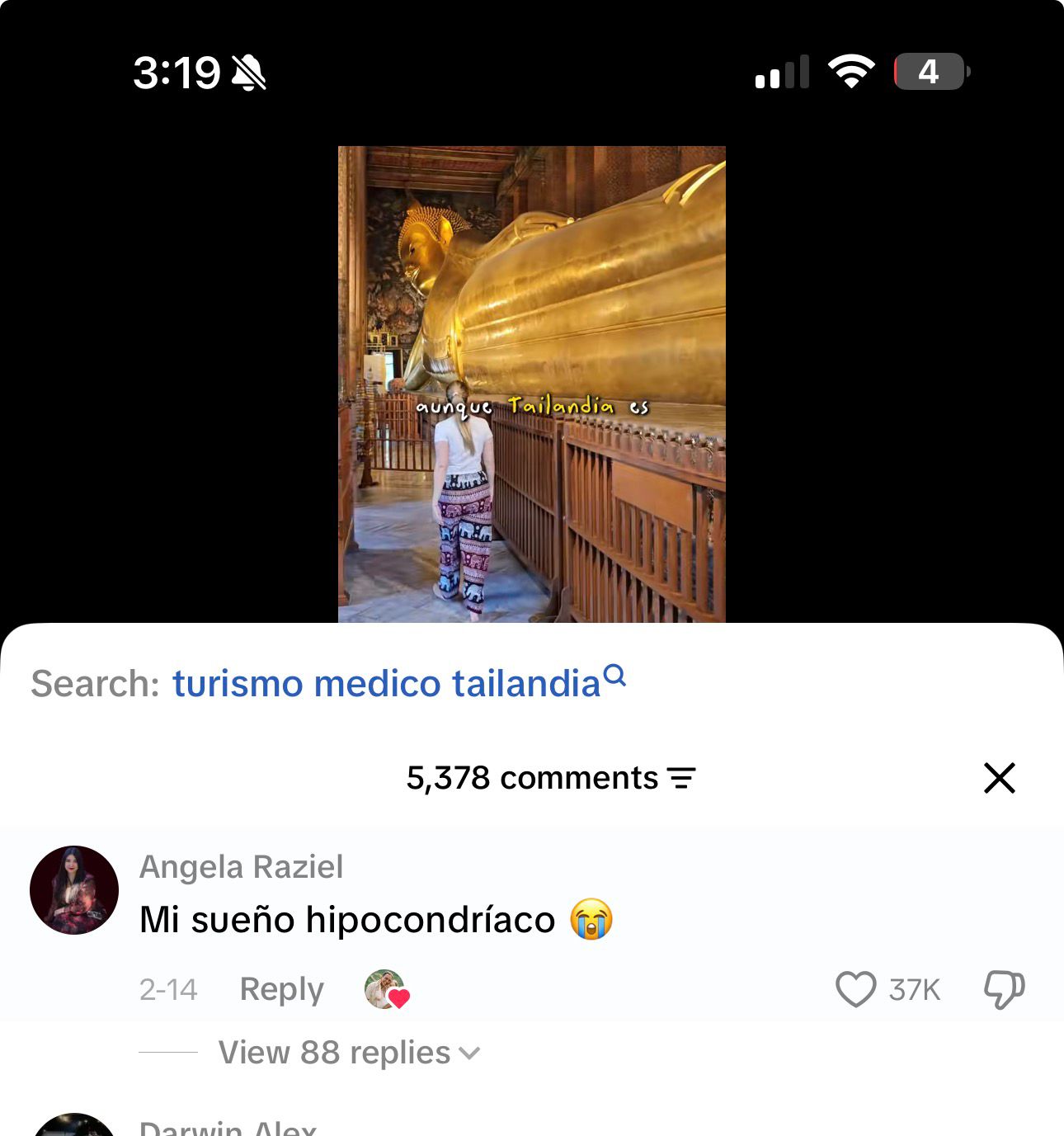 Top TikTok comment by Angela Raziel, 37K likes